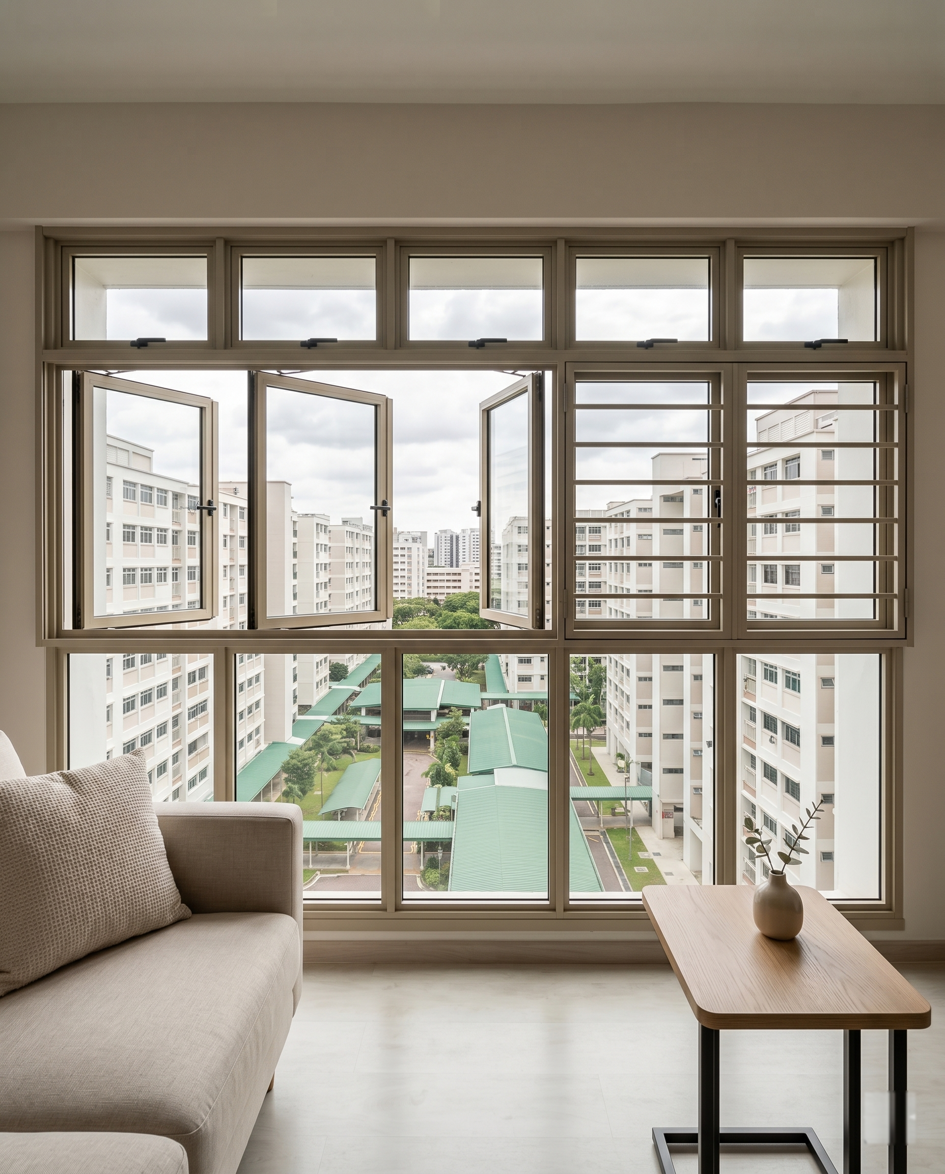 Casement windows installed in Singapore HDB flat